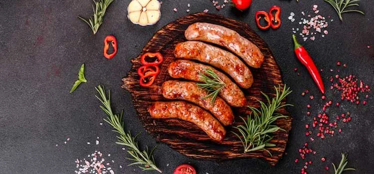 grilled sausages with herbs and spices