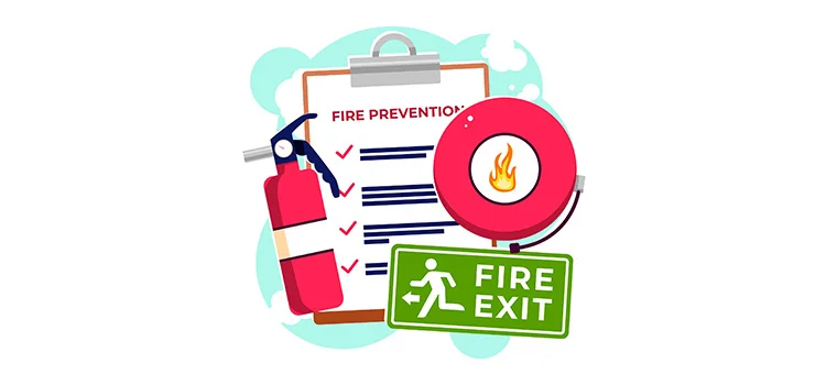 Fire prevention checklist with necessary equipments needed for fire prevention