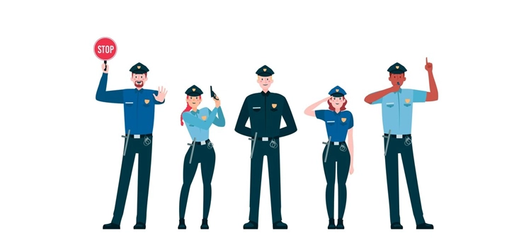 Close-up of the vector collection of police profession 